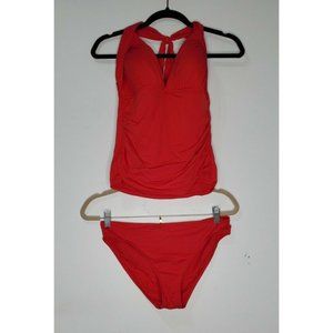 La Blanca Size 8 Red Tankini Bikini Swimsuit Halter Beach Pool 2 Piece